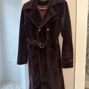 Wilsons Leather Dark Brown Velvet Coat